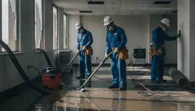 Commercial water damage restoration crew in Stockton, CA responding to flooding and cleanup