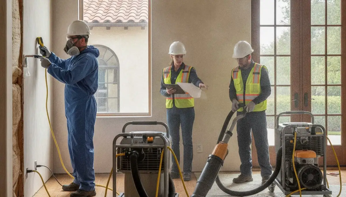Water damage restoration team in Stockton, CA providing emergency cleanup and drying services