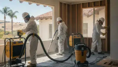 Water damage restoration team serving Stockton, CA in a commercial cleanup job