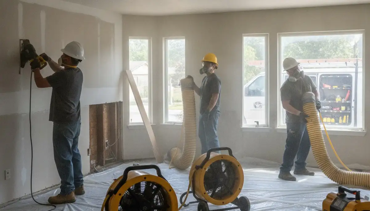 Water damage restoration team in Stockton, CA providing emergency cleanup and repair services