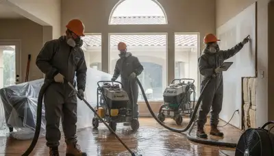 Water damage restoration team in Stockton, CA providing emergency cleanup and drying services