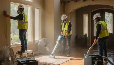Water damage restoration team in Stockton, CA providing emergency cleanup and drying services