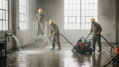 Water extraction service removing standing water in Stockton, CA home after flooding